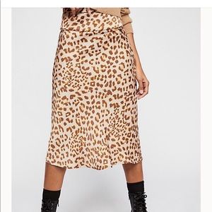 Free People Normani Bias Leopard Skirt